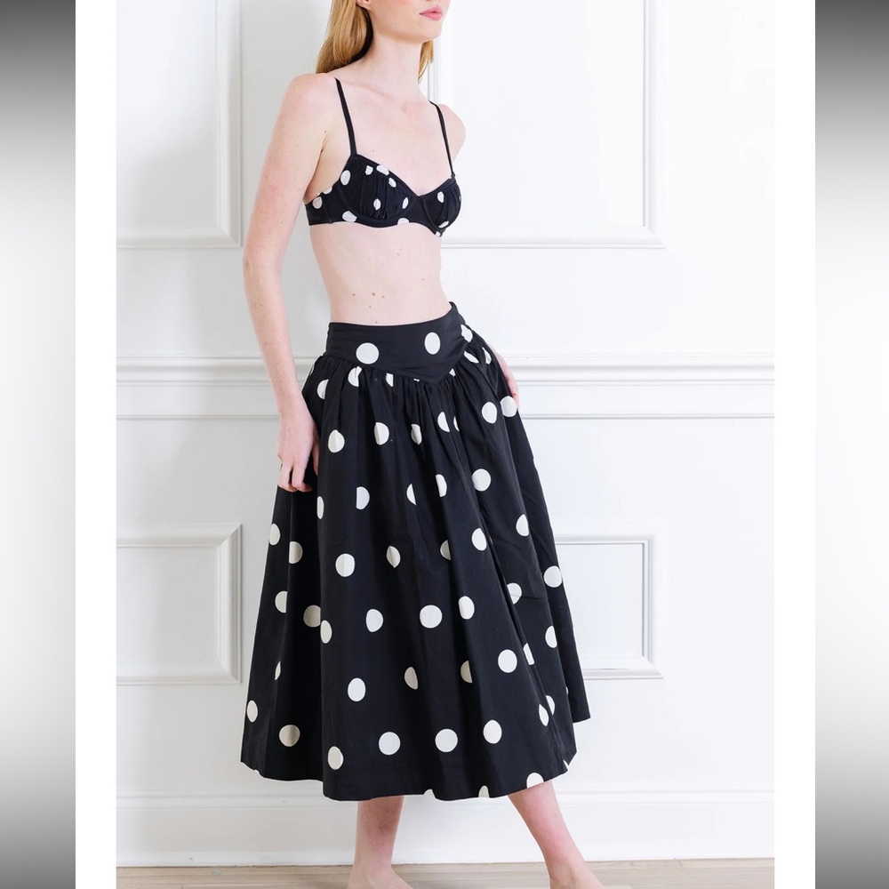 Ciao Lucia Zoe Skirt Polka Dot Midi- Black and White size 4 NWT - Picture 4 of 10